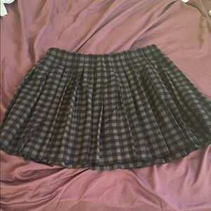 Theory Black and Olive Checkered Mini Skirt- Wool